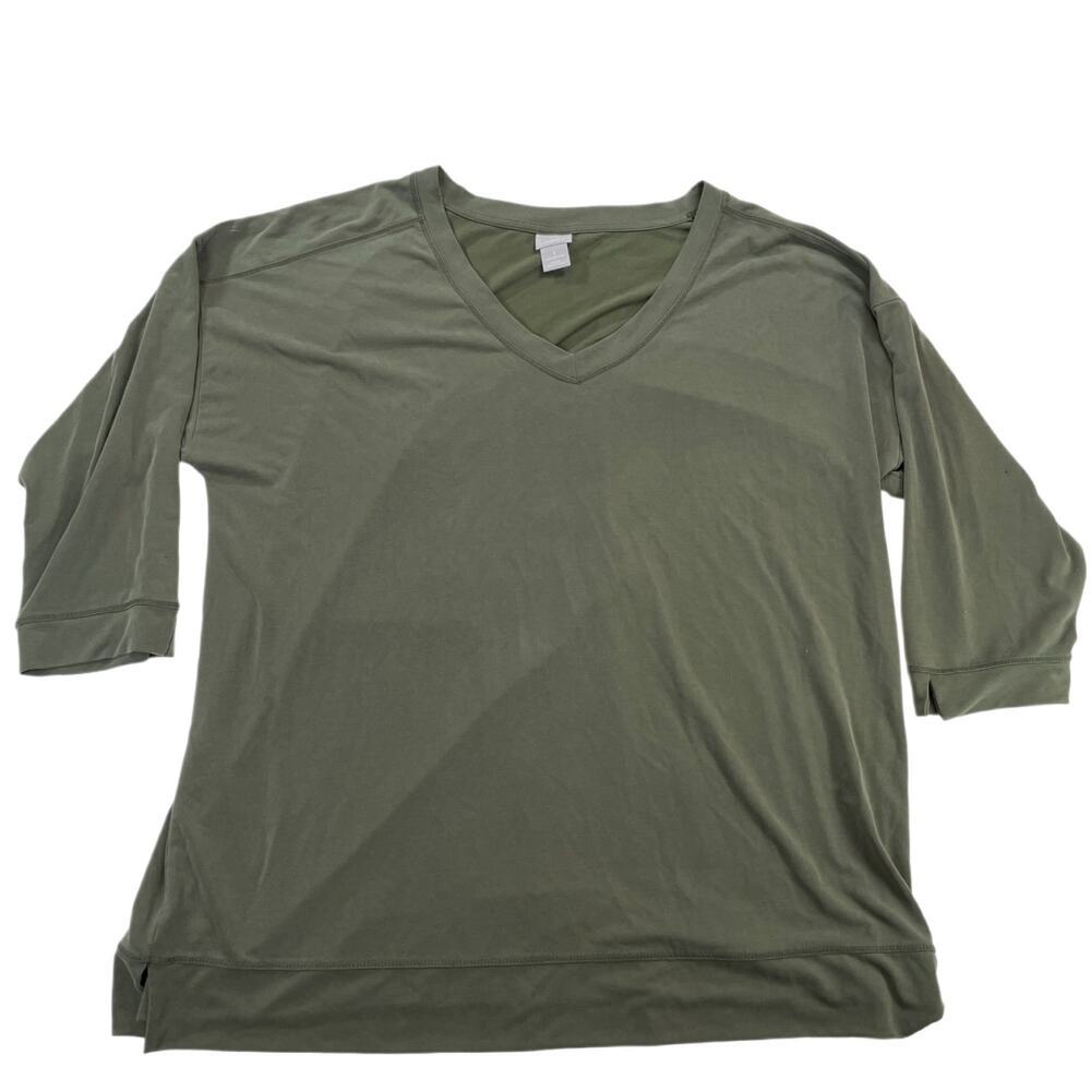 Chico's Zenergy V-Neck 3/4 Sleeve Modal Blend Tunic Olive Green Women's 3 (16/18